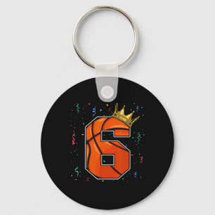 6th Birthday Basketball Big Number 6 Year Old Boy  Keychain