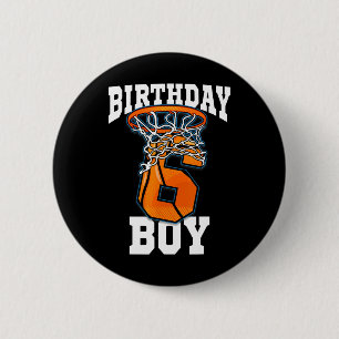 6th Birthday Basketball Boy 6 Year Old Basketball 2 Inch Round Button
