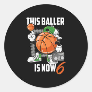 6th Birthday Basketball Player Funny 6 Years Old Classic Round Sticker