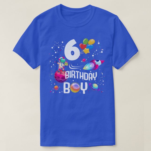 6th Birthday Boy Astronaut Space 6 Years Old Rocke T-Shirt (Design Front)