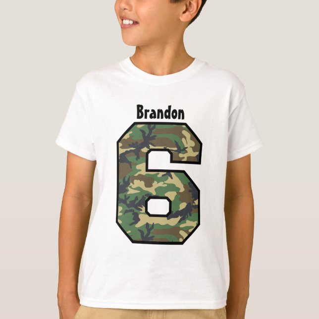 6th Birthday Boy Camo Four Year Custom Name V007F T-Shirt (Front)