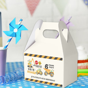 6th birthday boy construction truck favor box
