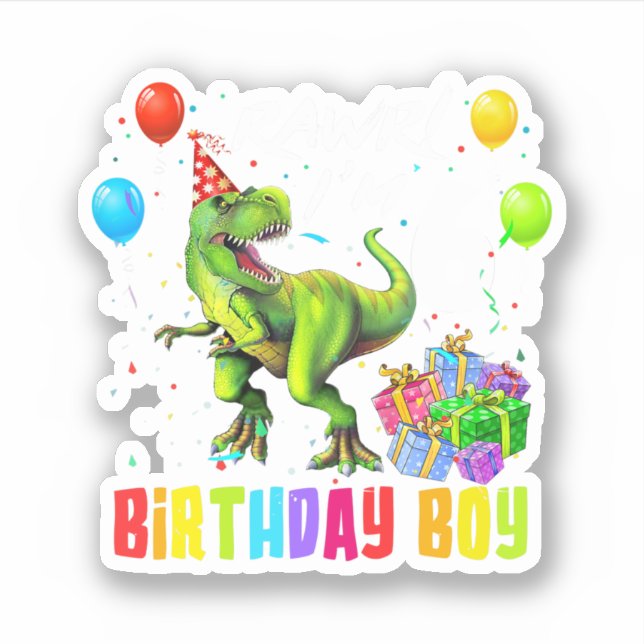 6Th Birthday Boy Dinosaur T Rex (Front)