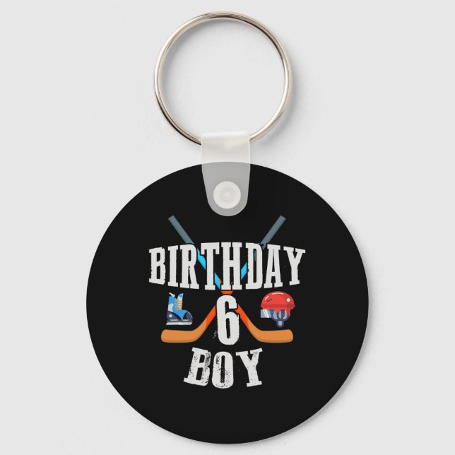 6th Birthday Boy Ice Hockey 6 Years Old Birthday S Keychain (Front)