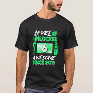 6th Birthday Boy Level 6 Unlocked Awesome 2019 Vid T-Shirt