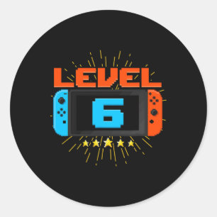 6th Birthday Boy Level 6 Unlocked Video Game 6 Yea Classic Round Sticker