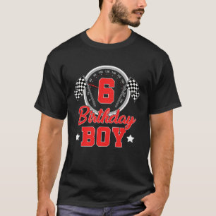 6th Birthday Boy Race Car Birthday Racing Car Flag T-Shirt
