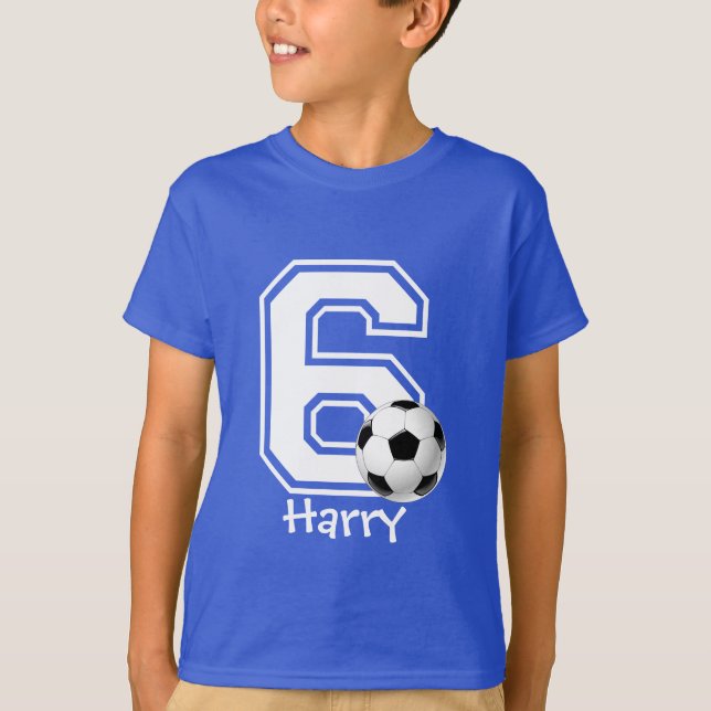 6th Birthday boy soccer personalized-3 T-Shirt (Front)