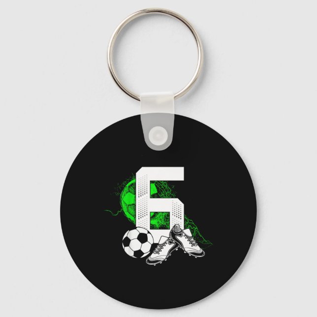 6th Birthday Boy Soccer Player Footll 6 Years Old  Keychain (Front)