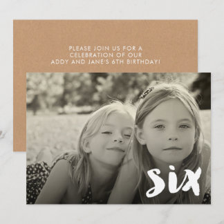 6th Birthday Boys Girls Number Six Photo Overlay I Invitation