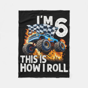 6th Birthday Boys Im 6 This Is How I Roll Monster Fleece Blanket