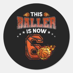 6th Birthday Boys Sketll Player Gifts 6 Years Old Classic Round Sticker