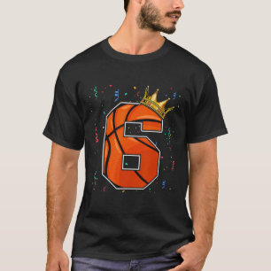 6th Birthday Bysketbyll Big Number 6 Year Old Boy  T-Shirt