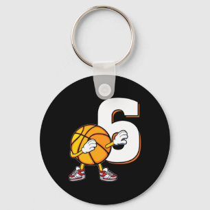 6th Birthday Bysketbyll Player Dabbing 6 Years Old Keychain