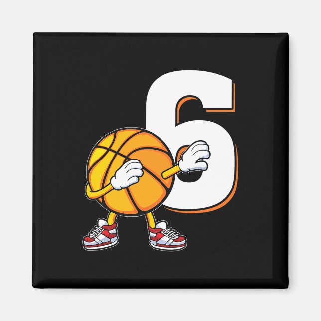 6th Birthday Bysketbyll Player Dabbing 6 Years Old Magnet (Front)
