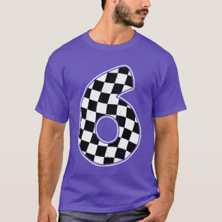 6th Birthday Checkered Number 6 Car Racing Flag fr T-Shirt
