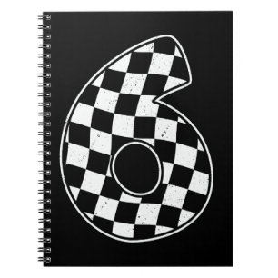 6th Birthday Checkered Number 6 Car Racing Flag Notebook