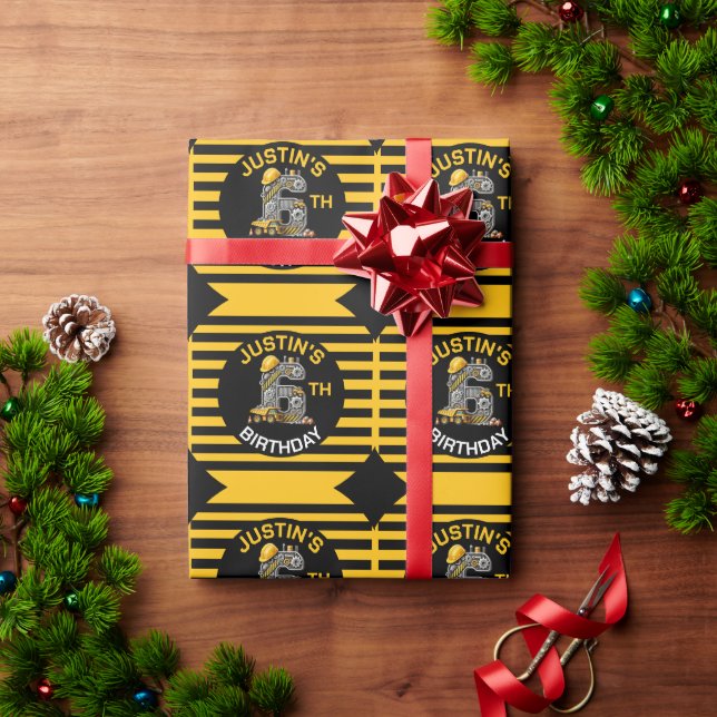 6th Birthday Construction Wrapping Paper (Holiday Gift)