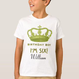 6th Birthday Custom Name Crown Gift Idea T-Shirt
