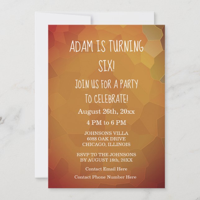 6th Birthday Custom Terracotta Gold Abstract 2024 Invitation (Front)