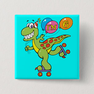 6th Birthday Dinosaur 2 Inch Square Button