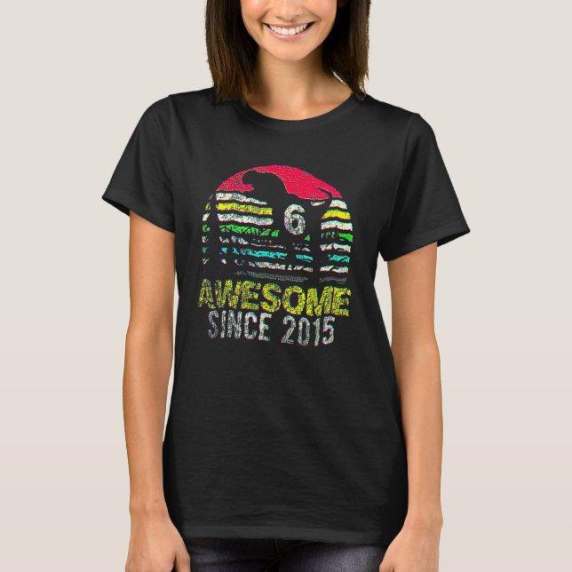 6th Birthday Dinosaur 6 Year Old Boy Kids Awesome  T-Shirt (Front)