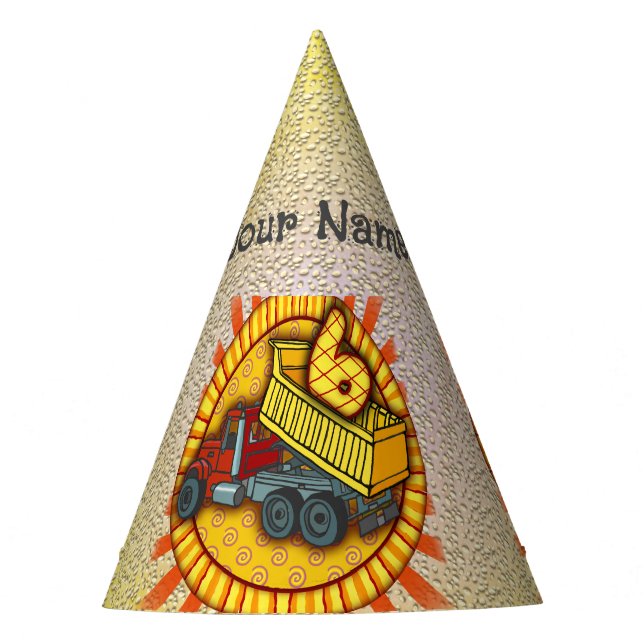 6th Birthday Dump Truck custom party hat (Front)