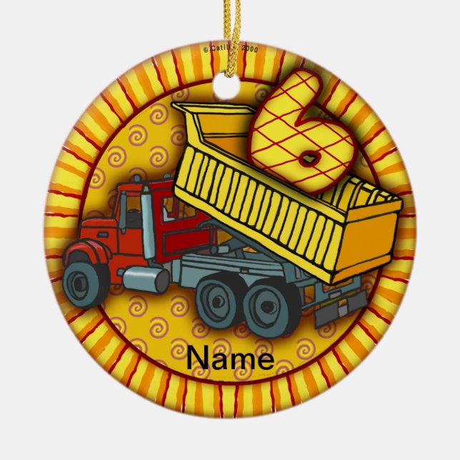 6th Birthday Dump Truck  ornaments (Front)