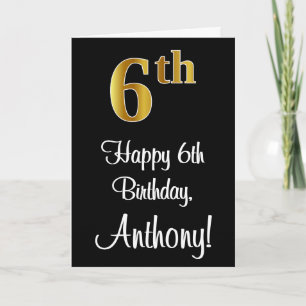 6th Birthday ~ Elegant Luxurious Faux Gold Look # Card