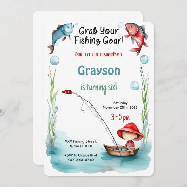 6th Birthday Fishing Invitation (Front/Back)