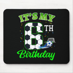 6th Birthday Football Boy Girl Kids Soccer Sports Mouse Pad