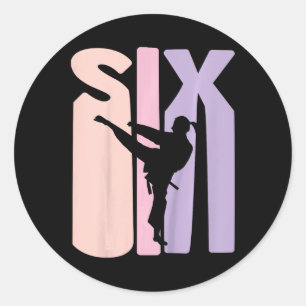 6th Birthday Gift Karate Retro Taekwondo Martial A Classic Round Sticker