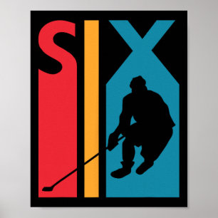 6th Birthday Gift Six Vintage Hockey Birthday 6 Ye Poster