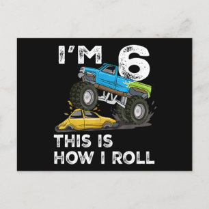 6th birthday Gifts I'm 6 This Is How I Roll Monste Postcard