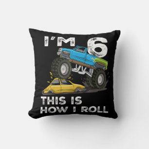 6th birthday Gifts I'm 6 This Is How I Roll Monste Throw Pillow