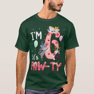 6th Birthday Girl Cat Kitten 6 Years Old Bday Par T-Shirt