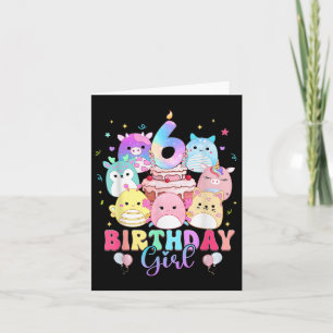 6th Birthday Girl Squish Squad Mallow 6 Year Old G Card