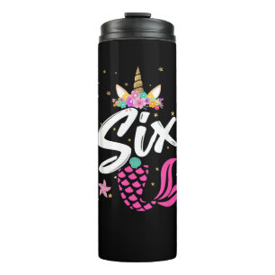 6th Birthday Girl Unicorn Shirt Mermaid Tail 6 Yea Thermal Tumbler