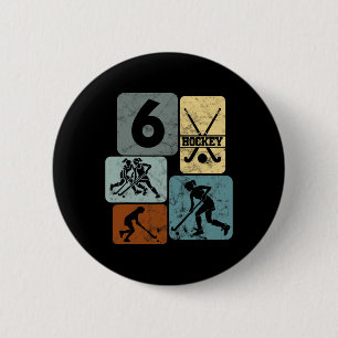6th Birthday Girls Field Hockey 6 Years Of Hockey 2 Inch Round Button