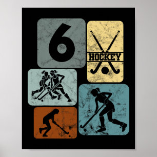 6th Birthday Girls Field Hockey 6 Years Of Hockey Poster