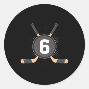 6th Birthday Ice Hockey 6 Years Old Themed Birthda Classic Round Sticker