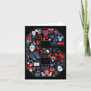 6th Birthday Ice Hockey Themed 6 Year Old Party Bo Card