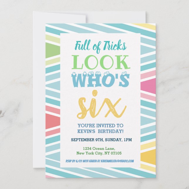 6th Birthday Invitation Sayings (Front)