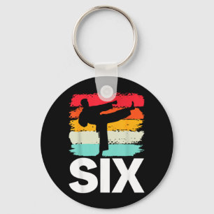 6th Birthday Karate Retro Taekwondo Martial Arts Keychain