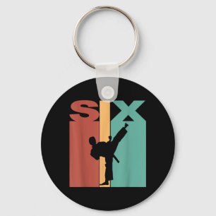 6th Birthday Karate Taekwondo Theme 6 Year Old Keychain