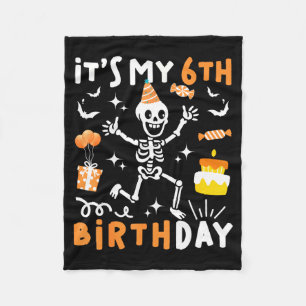 6th birthday kids funny skeleton 6th birthday fleece blanket