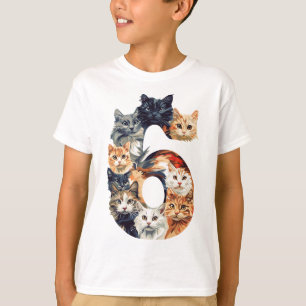  6th Birthday Kittens Cats Themed 6 Year Old Kids  T-Shirt