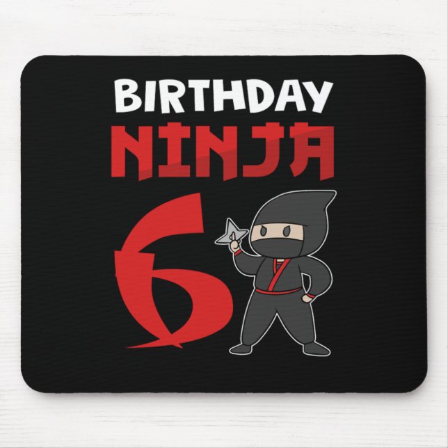 6th Birthday Ninja 6 Years Ninja Costume Gift Mouse Pad (Front)