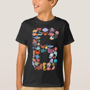 6th Birthday Ocean Sea Animals Theme 6 Year Old T-Shirt