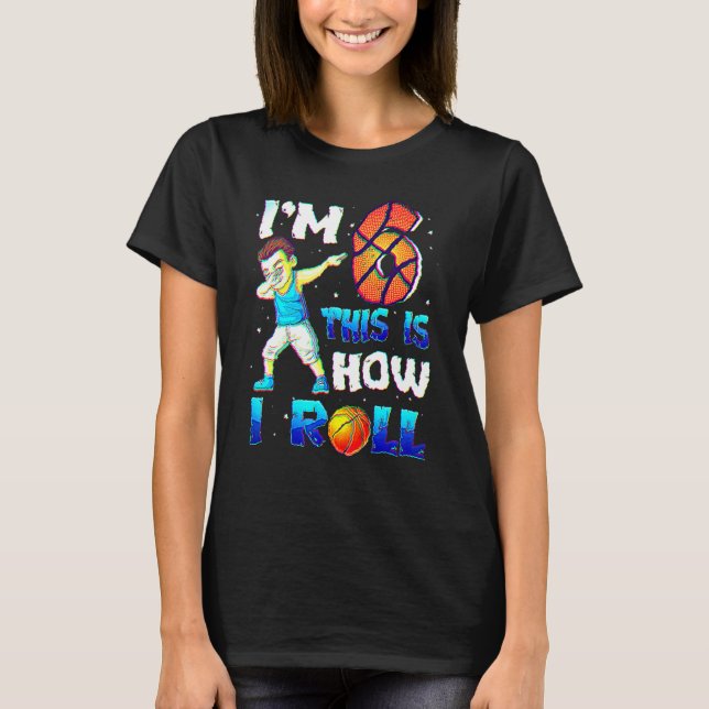 6th Birthday Outfit Boy Basketball Four 6 Year Old T-Shirt (Front)
